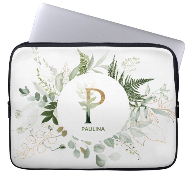 Letter P Foliage Wreated-laptophoes Laptop Sleeve (Voorkant)