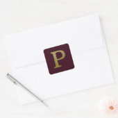Letter P Gold Square Sticker (Envelop)
