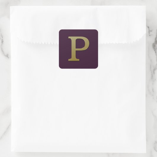Letter P Gold Square Sticker (Tas)