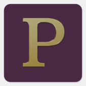 Letter P Gold Square Sticker (Voorkant)