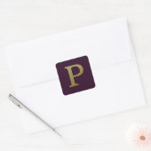 Letter P Gold Square Sticker (Envelop)