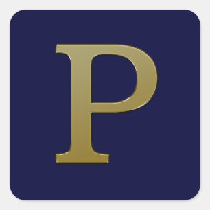 Letter P Gold Square Sticker