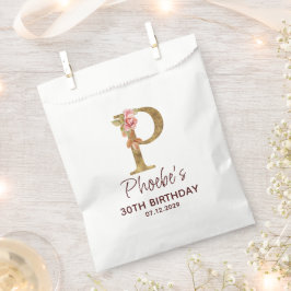 Letter P Gouden Monogram Blush Roze Rozen Bedankzakje