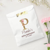 Letter P Gouden Monogram Blush Roze Rozen Bedankzakje (Gezegeld)