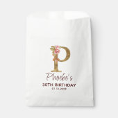 Letter P Gouden Monogram Blush Roze Rozen Bedankzakje (Voorkant)