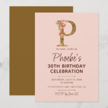 Letter P Gouden Monogram Roze Rozen