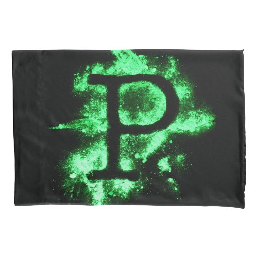 Letter P Groen Hoofdstedelijk Alfabet Kussensloop (Voorkant)