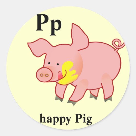 Letter P happy Pig Stickers (Voorkant)