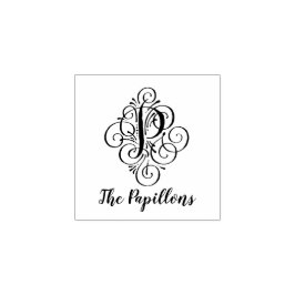 Letter P Initiaal Elegant Flourish Monogram Naam Rubberstempel