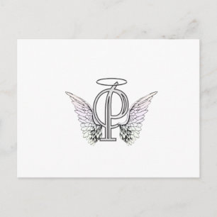 Letter P Initiaal Monogram met Angel Wings & Halo Briefkaart