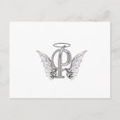 Letter P Initiaal Monogram met Angel Wings & Halo Briefkaart (Voorkant)