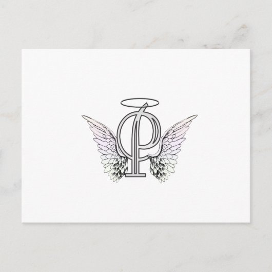 Letter P Initiaal Monogram met Angel Wings & Halo Briefkaart (Voorkant)