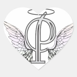Letter P Initiaal Monogram met Angel Wings & Halo Hart Sticker