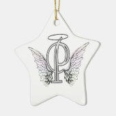Letter P Initiaal Monogram met Angel Wings & Halo Keramisch Ornament (Links)