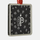 Letter P Initiaal Monogram met Angels Metalen Ornament (Rechts)