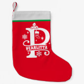 Letter P Kerstmonogram Initiaal Naam Rood Wit Kleine Kerstsok (Voorkant)