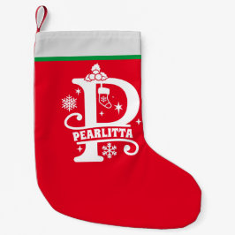 Letter P Kerstmonogram Initiaal Naam Rood Wit Kleine Kerstsok