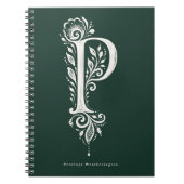 Letter P Linocut Botanisch Monogram Notitieboek (Voorkant)