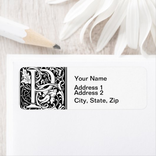 Letter P Medieval Monogram  Initiaal Etiket (Insitu)