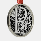 Letter P Medieval Monogram  Initiaal Metalen Ornament (Rechts)