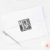 Letter P Medieval Monogram  Initiaal Vierkante Sticker (Envelop)