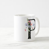 Letter P met bloemen Koffiemok (Voorkant rechts)