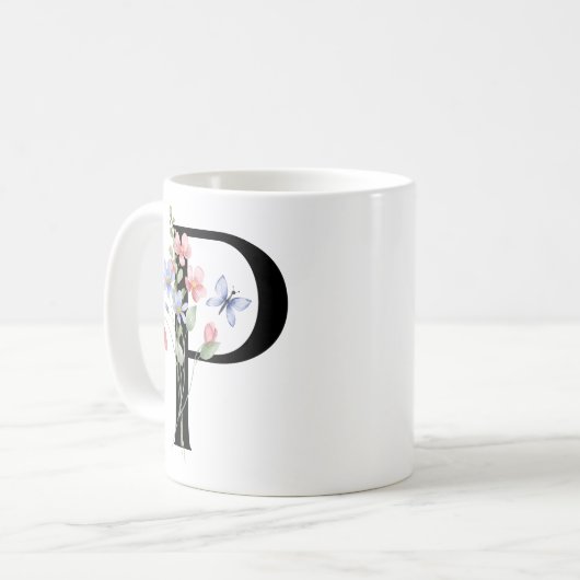 Letter P met bloemen Koffiemok (Voorkant links)