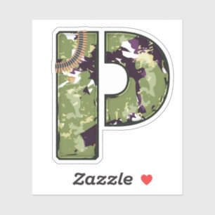 Letter P met militaire camouflagetextuur Sticker