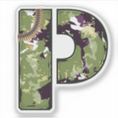 Letter P met militaire camouflagetextuur Sticker (Voorkant)