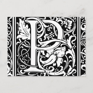 Letter P Middeleeuwse Monogram Art Nouveau Briefkaart