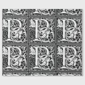 Letter P Middeleeuwse Monogram Art Nouveau Cadeaupapier (Vlak)