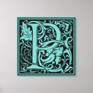 Letter P Middeleeuwse Monogram Art Nouveau Canvas Afdruk