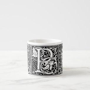 Letter P Middeleeuwse Monogram Art Nouveau Espresso Kop