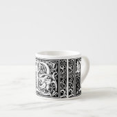 Letter P Middeleeuwse Monogram Art Nouveau Espresso Kop (Voorkant rechts)