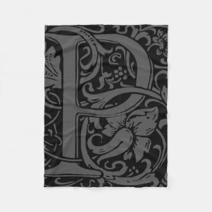 Letter P Middeleeuwse Monogram Art Nouveau Fleece Deken