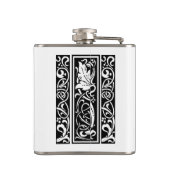 Letter P Middeleeuwse Monogram Art Nouveau Heupfles (Achterkant)