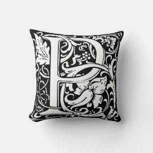 Letter P Middeleeuwse Monogram Art Nouveau Kussen