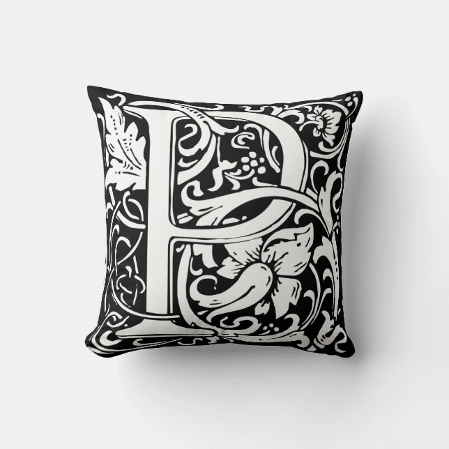 Letter P Middeleeuwse Monogram Art Nouveau Kussen (Voorkant)