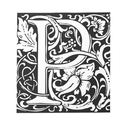 Letter P Middeleeuwse Monogram Art Nouveau Notitieblok (Voorkant)