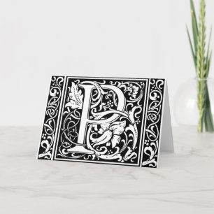 Letter P Middeleeuwse Monogram Art Nouveau Notitiekaartje
