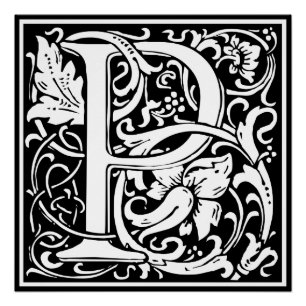 Letter P Middeleeuwse Monogram Art Nouveau Perfect Poster