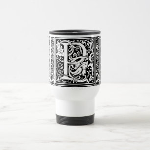 Letter P Middeleeuwse Monogram Art Nouveau Reisbeker