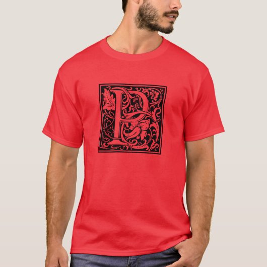 Letter P Middeleeuwse Monogram Art Nouveau T-shirt (Voorkant)