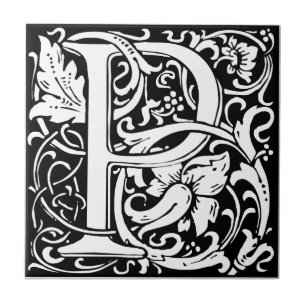 Letter P Middeleeuwse Monogram Art Nouveau Tegeltje