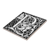 Letter P Middeleeuwse Monogram Art Nouveau Tegeltje (Zijkant)
