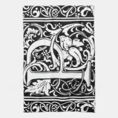 Letter P Middeleeuwse Monogram Art Nouveau Theedoek (Verticaal)