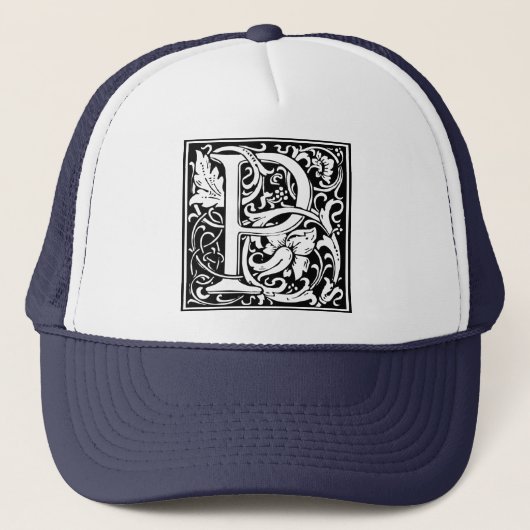Letter P Middeleeuwse Monogram Art Nouveau Trucker Pet (Voorkant)