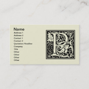 Letter P Middeleeuwse Monogram Art Nouveau Visitekaartje