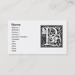 Letter P Middeleeuwse Monogram Art Nouveau Visitekaartje