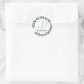 Letter P Monogram Aangepaste Naam Minimalistische Ronde Sticker (Tas)